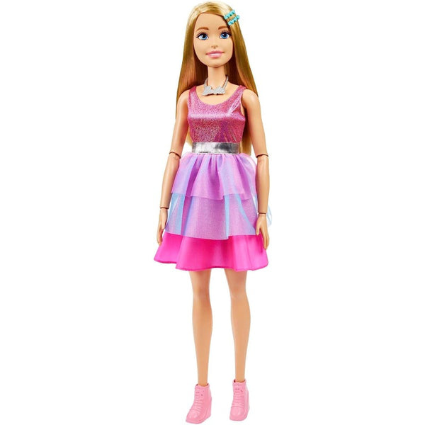 Barbie - Bambola grande con capelli biondi, alta 71 cm con abito rosa  scintillante, collana, fermaglio per capelli e tanti accessori, giocattolo per  bambini, 3+ anni, HJY02 : : Giochi e giocattoli